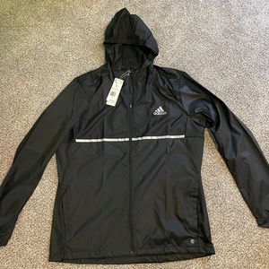 New w/tags Large Men’s Adidas Black Running Zip Up Windbreaker